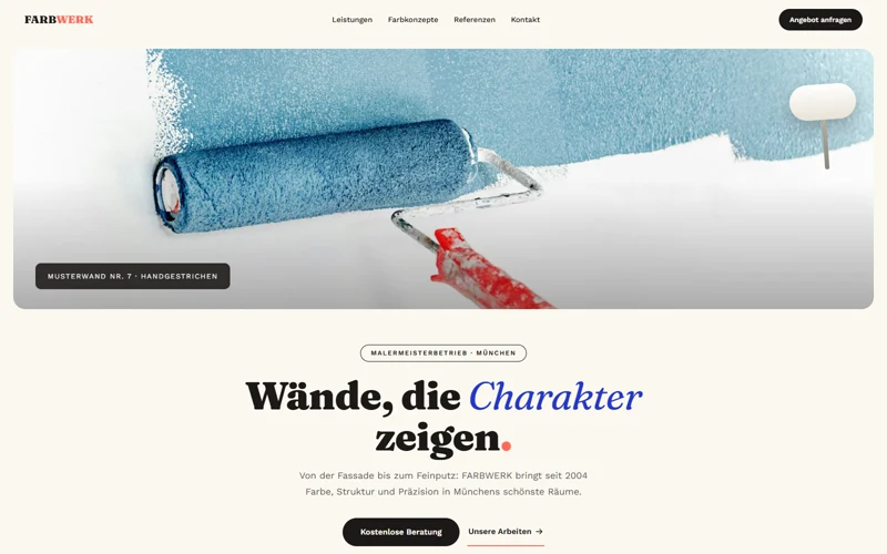 FARBWERK: Website Designstudie für Malerbetrieb