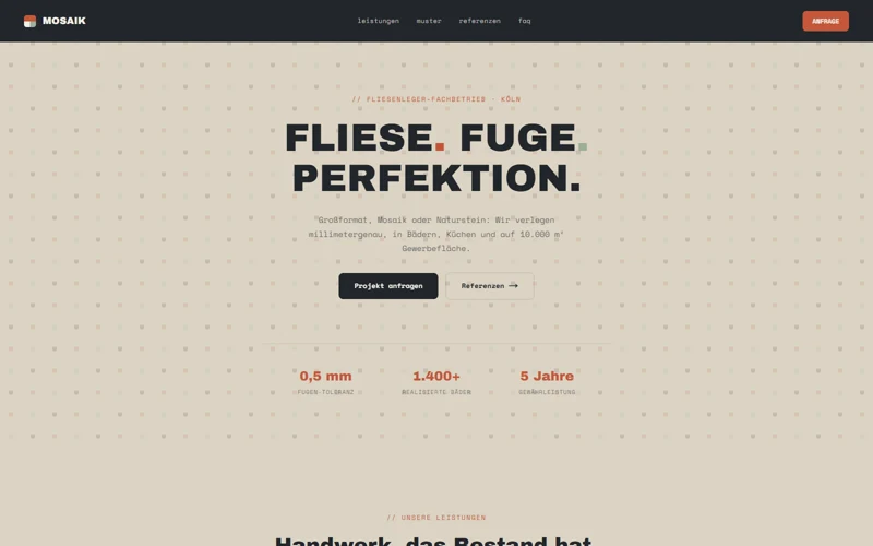 MOSAIK: Website Designstudie für Fliesen